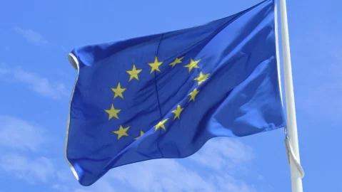 EU flag waving in the wind
