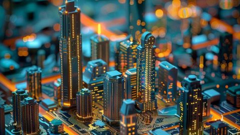 Futuristic city in miniature